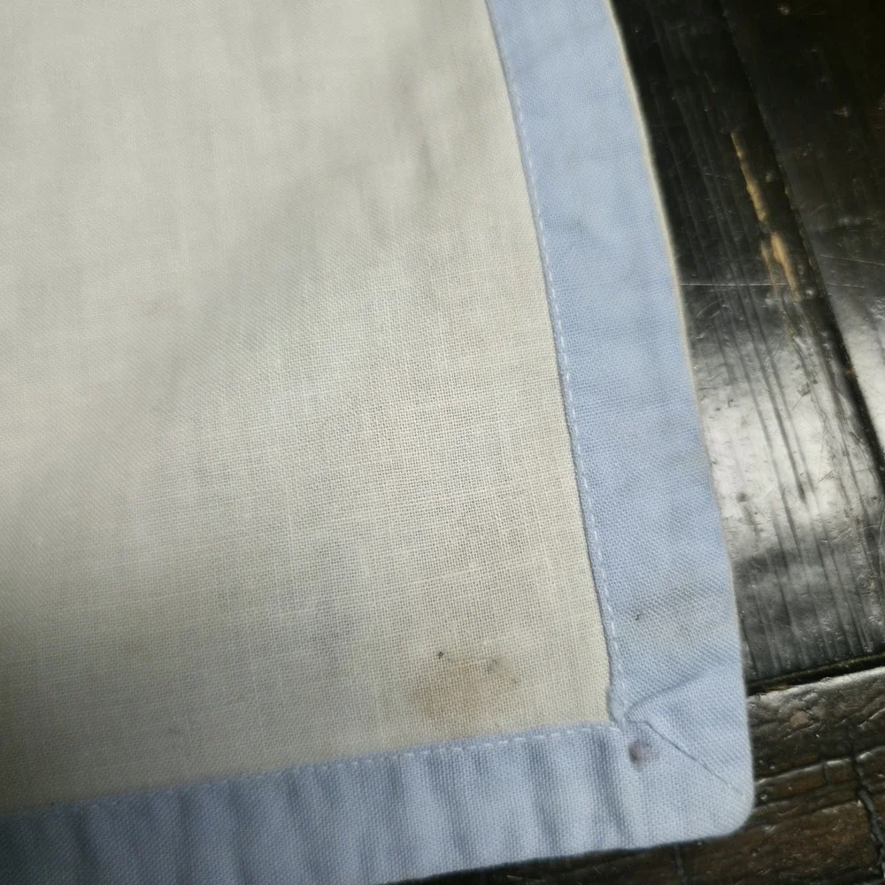 MCM Hand Embroidered Blue Rose Placemats Cotton Linen Table Linens Set of 7